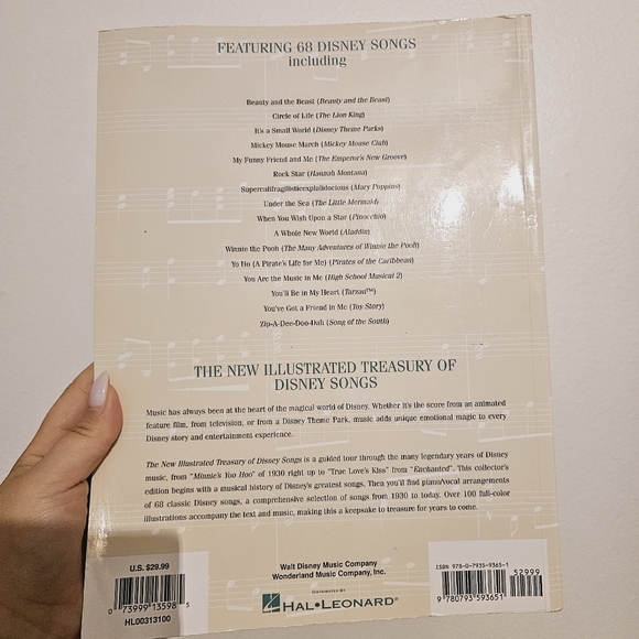 The New Illustrated Treasury of Disney Songs by Hal Leonard Corp Paperback - Picture 2 of 4